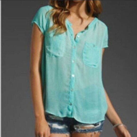 WE THE FREE Aqua Marble Spellbound Blouse-M - Picture 1 of 7